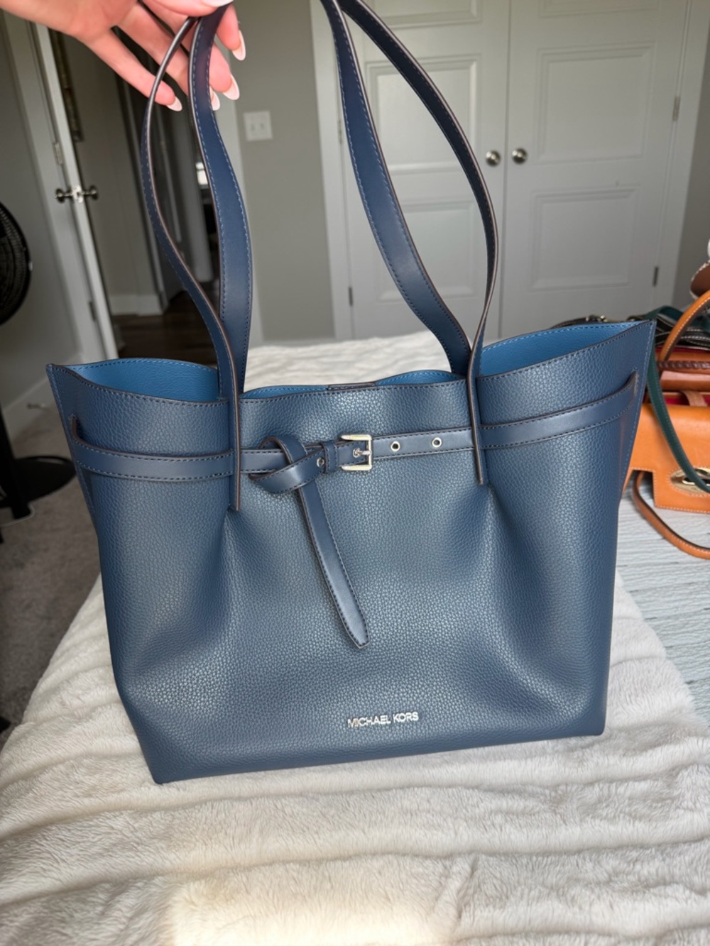 Michael Kors Deep Blue Pebbled Leather Tote